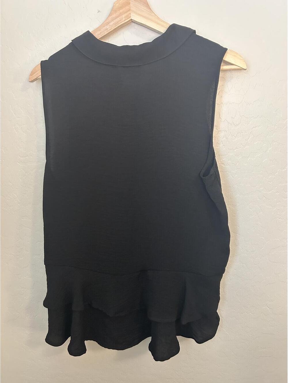 Simply Vera Vera Wang Black Sleeveless Ruffle Hem Blouse Top Size L - Picture 6 of 8